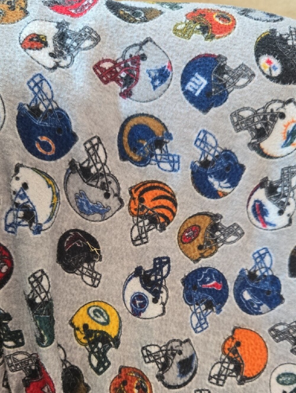 NFL Grey Kids Pajama Pants with Multicolor Helmet Print - Picture 3 of 4
